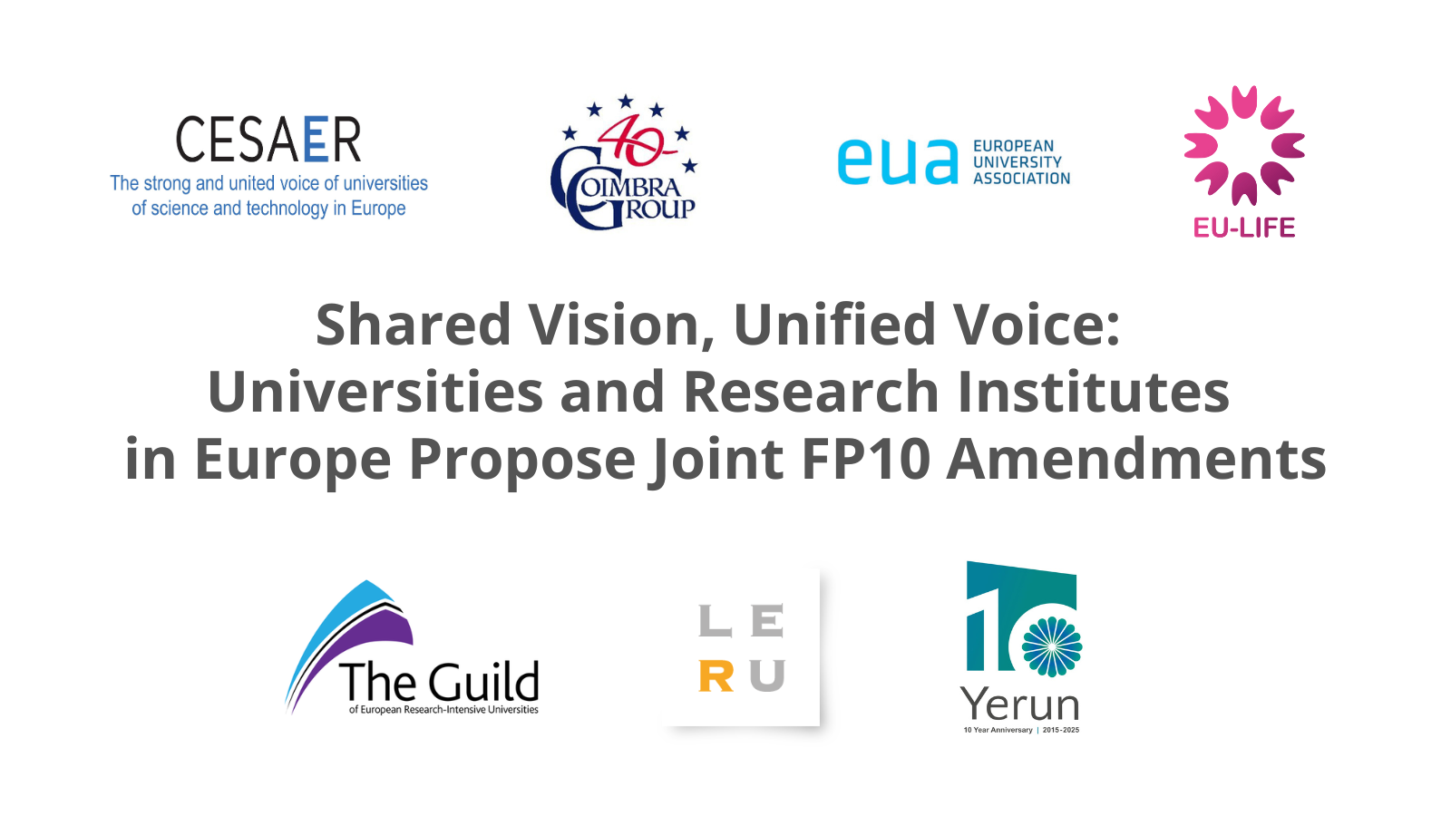 Shared vision, unified voice: universities and research institutes in Europe propose joint FP10 amendments