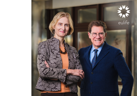 Giulio Superti-Furga (CeMM) and Marta Miączyńska (IIMCB), chair and co-chair of EU-LIFE
