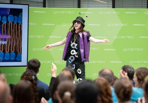 Eleonore Ocaña during her performance at the EU-LIFE Science Vision Talk Contest, Brno, Czech Republic, 22 May 2025